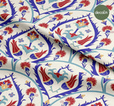 Tile Tulip Carnation Patterned Digital Printed Fabric